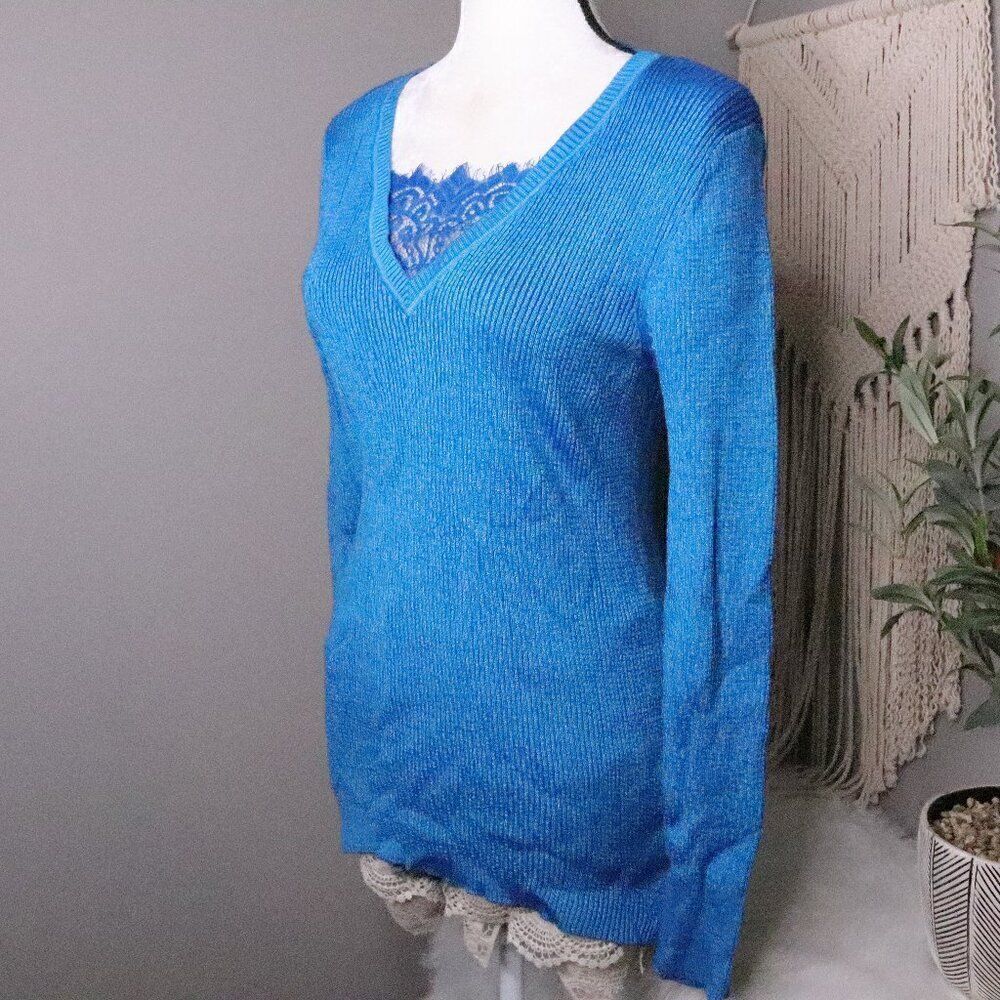 Soft Surrounding | V Neck Ribbed Knit Sweater Medium